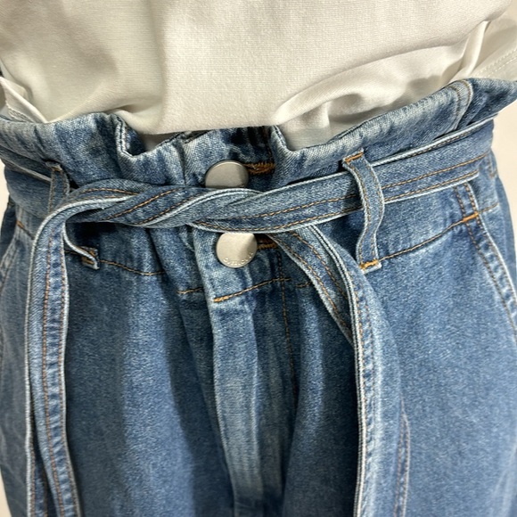 OVERLOVER Denim Tie Waist Jean Shorts M - Picture 2 of 13